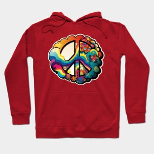 Groovy Psychedelic Peace Sign in Red Hoodie